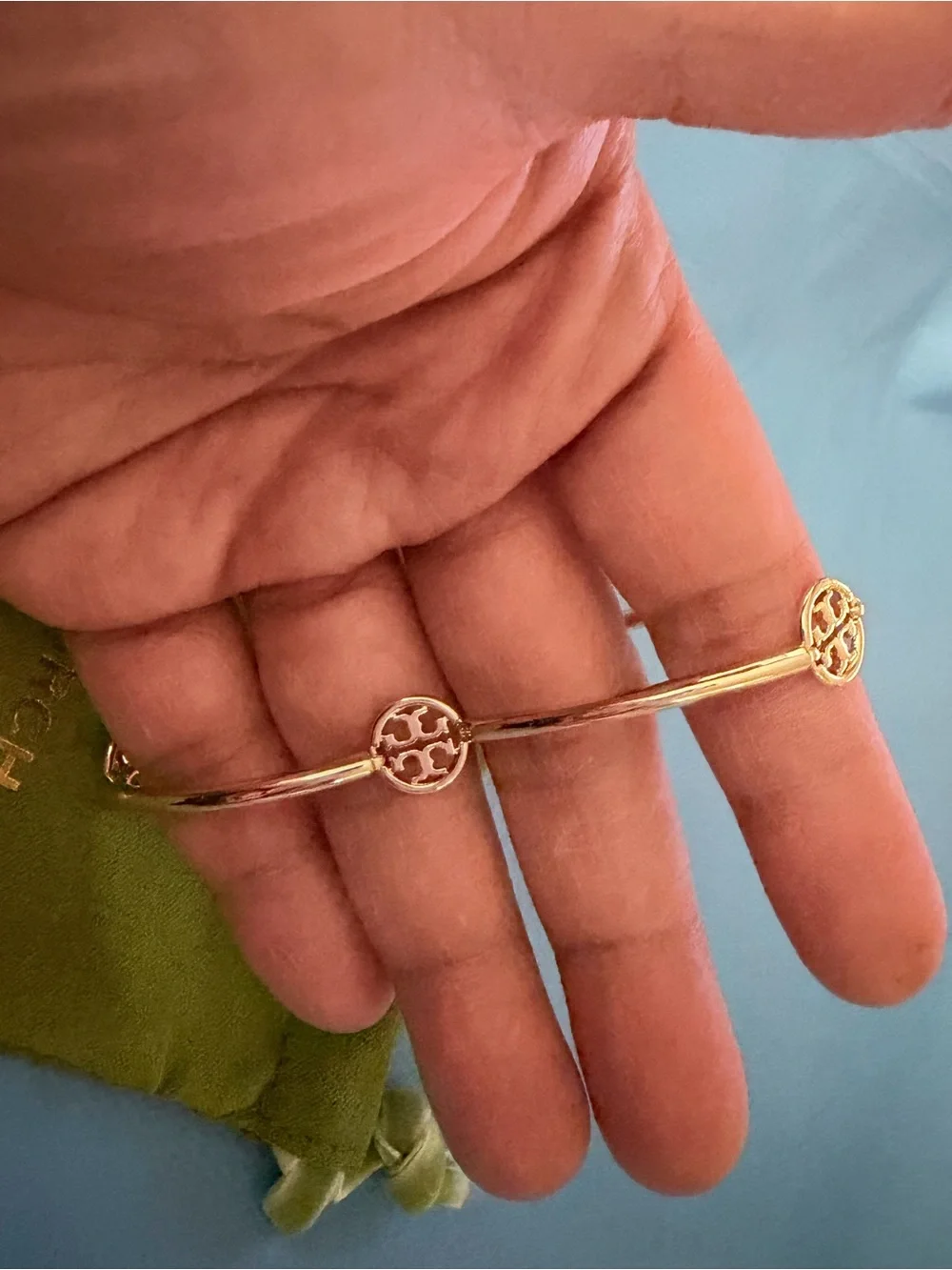 Tory Burch Polished Gold Logo Station Bracelet